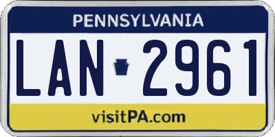 PA license plate LAN2961