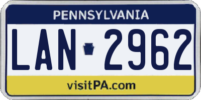 PA license plate LAN2962