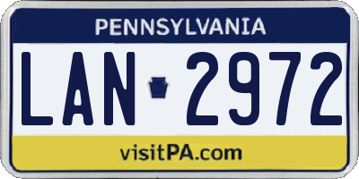 PA license plate LAN2972