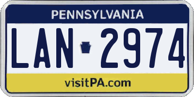 PA license plate LAN2974