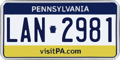 PA license plate LAN2981