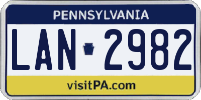 PA license plate LAN2982