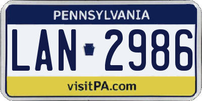 PA license plate LAN2986