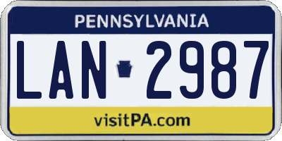 PA license plate LAN2987