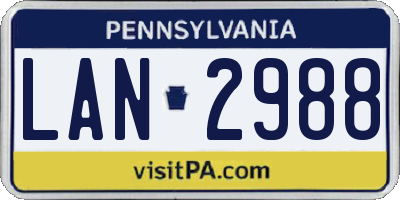 PA license plate LAN2988