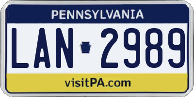 PA license plate LAN2989