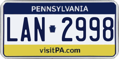 PA license plate LAN2998