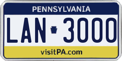 PA license plate LAN3000