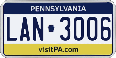 PA license plate LAN3006