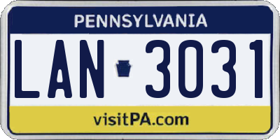 PA license plate LAN3031