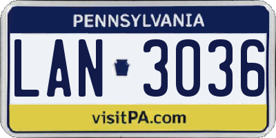 PA license plate LAN3036