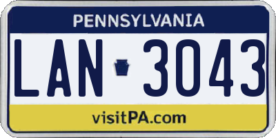 PA license plate LAN3043
