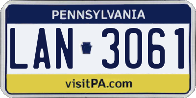 PA license plate LAN3061