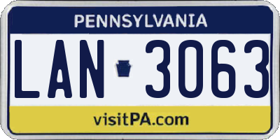 PA license plate LAN3063