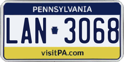 PA license plate LAN3068