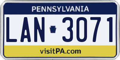 PA license plate LAN3071