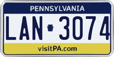 PA license plate LAN3074