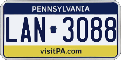 PA license plate LAN3088