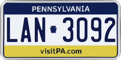 PA license plate LAN3092