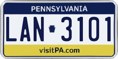 PA license plate LAN3101