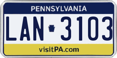 PA license plate LAN3103