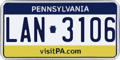 PA license plate LAN3106