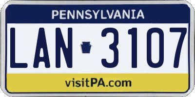 PA license plate LAN3107