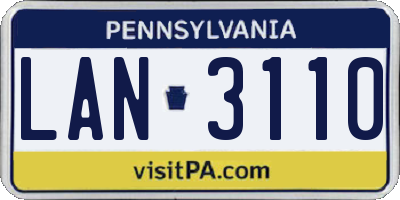 PA license plate LAN3110