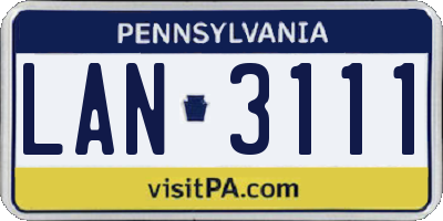 PA license plate LAN3111