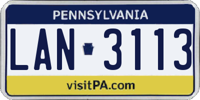 PA license plate LAN3113