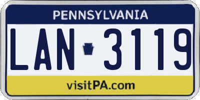 PA license plate LAN3119