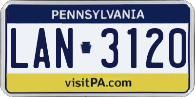 PA license plate LAN3120