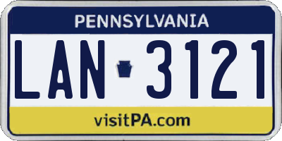 PA license plate LAN3121