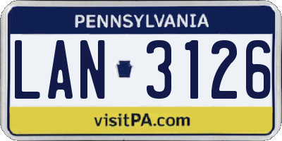 PA license plate LAN3126