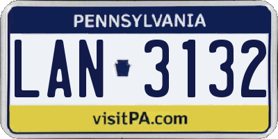 PA license plate LAN3132