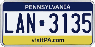 PA license plate LAN3135