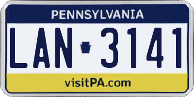 PA license plate LAN3141