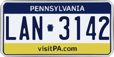 PA license plate LAN3142