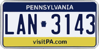 PA license plate LAN3143
