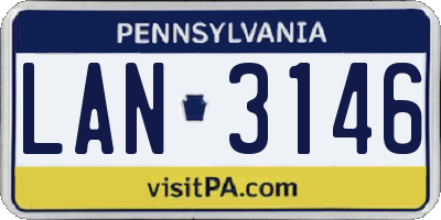 PA license plate LAN3146
