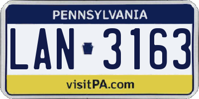 PA license plate LAN3163