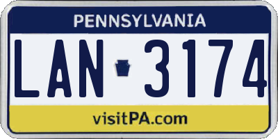 PA license plate LAN3174