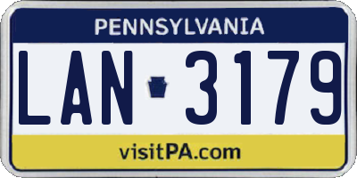 PA license plate LAN3179