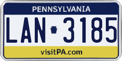 PA license plate LAN3185