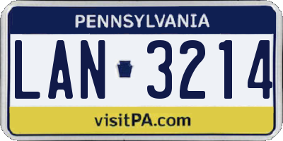 PA license plate LAN3214