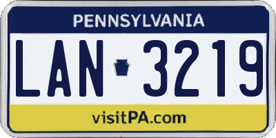 PA license plate LAN3219
