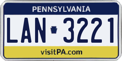PA license plate LAN3221
