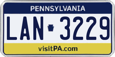 PA license plate LAN3229