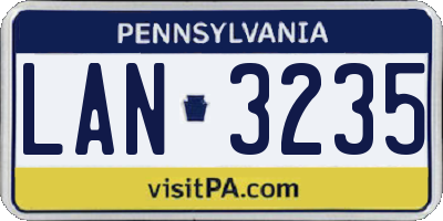 PA license plate LAN3235