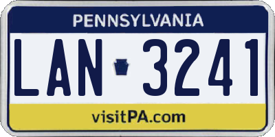 PA license plate LAN3241